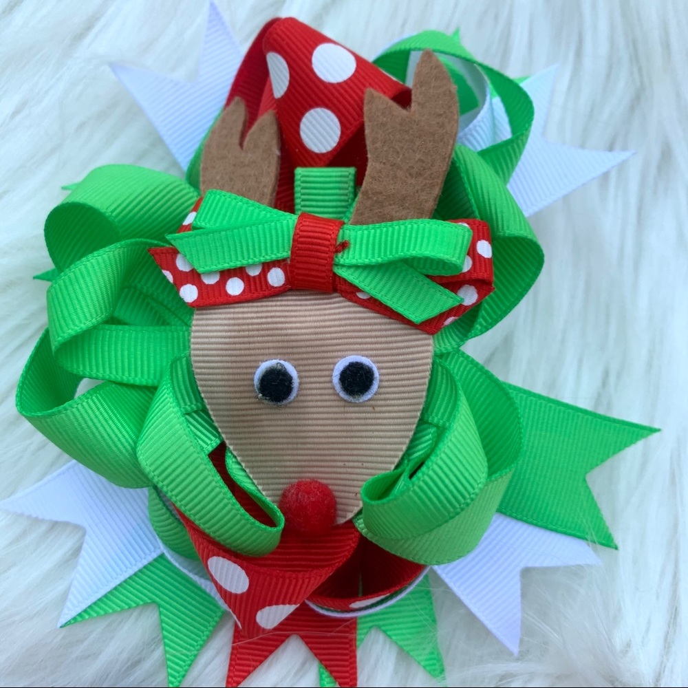 Bundle of 3 Holiday Hair Bow Clips Toddler Girl OS